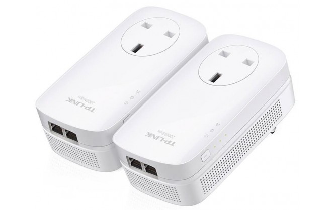 TP LINK TL-PA9020P KIT AV2000 2-Port Gigabit Passthrough Powerline ...